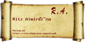 Ritz Almiréna névjegykártya